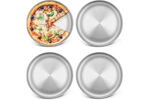 HaWare Set di 4 vassoi per pizza, in acciaio inox, 20,3 cm, teglie da forno per pizza, per cucinare, non tossiche e sane, adatte al forno e alla lavastoviglie