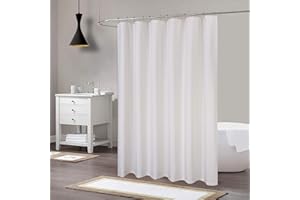 LINTIMES Bardzo długa zasłona prysznicowa, luksusowa, hotelowa, 190 g/m², gruba poliestrowa zasłona prysznicowa do łazienki, kremowa, 180 x 240 cm