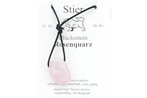 DEUTSCHES MINERALIENMUSEUM Edelstein Sternzeichenkette, Gebohrter Edelsteinanhänger, Glücksstein für die verschiedenen Sternzeichen