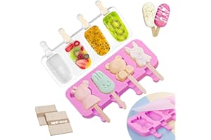 AOMAIGAD 2Pcs Moules à Glace,Moules à Glace Silicone,Moule glace,avec 1 Couvercles et 100 Bâtonnets,Moule réutilisable en silicone de qualité alimentaire,Pour les glaces glacées et les desserts faits maison