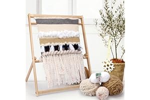 Futchoy Wooden Loom with Three Gears Adjustable, Myriad Choices Weaving Loom, 47 x 60 x 3cm, Adjustable Weaving Kits for Adults Beginners