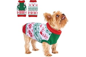 PUMYPOREITY Pull NoëL Chien, Hiver Vêtements Confortable Animal de Compagnie Flocon de Neige Renne Manteau en Tricot Veste Gilet Coton Costume Chaud Chandail Vêtements Sweats Chiot Petit Moyen Chien(Rouge, XS)
