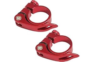 STARFA LAB 2 Pcs Bicycle Seat Clamp，31.8mm Quick Release Bike Seatpost, Aluminum Alloy Seat Lock Clamp, Bicycle Seat Attachment (Red)