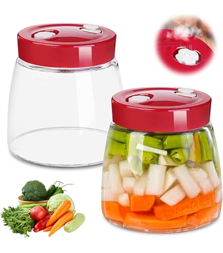 Set 2 Barattoli Fermentazione 5700ml Con Airlock - Per Crauti, Lievito Madre, Kimchi, Kombucha, Design A Bocca Larga