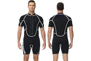 Owntop Shorty muta da 3/2 mm, da donna/uomo, con cerniera frontale, per immersioni, surf, a maniche corte, in neoprene, per sport acquatici