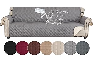 ‎YSTELLAA YSTELLAA Sofa Überzug 4 Sitzer, Wasserdicht Sofabezug, Sofaschoner rutschfest Mit Armlehnen, Couchschoner Sofa Cover, Durable Sofa Bezug, Sofaschutz Für Haustier Katze Hunde, Hellgrau