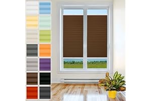 PLISART Roleta plisowana do przykręcenia – najwyższa jakość z kolekcji materiału Pearl, rolety, uchwyty do wkręcania, żaluzja plisowana, ochrona przed słońcem i spojrzeniami, kolor brązowy, 70 cm x 70 cm