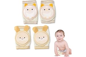 XIXKOLYU® 2 pary ochraniaczy na kolana do raczkowania, oddychające ochraniacze na kolana dla niemowląt, z gąbką, antypoślizgowe ochraniacze na kolana, worki na stopy, pokrowiec ochronny, sowa + królik
