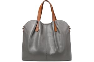 DIRRONA Sac à Main Femme Cuir Véritable – Sac Cabas Élégant avec Bandoulière Réglable, Sac Porté Épaule Polyvalent pour Travail, Shopping, Voyage & Usage Quotidien Gris Cendré Élégant