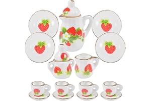 FSSPLJHYJ 15pcs Stoviglie in porcellana,Accessori per la casa delle bambole,Set di servizi per tè in miniatura, decorazione per la casa delle bambole, cucina in miniatura set di mobili di simulazione modello