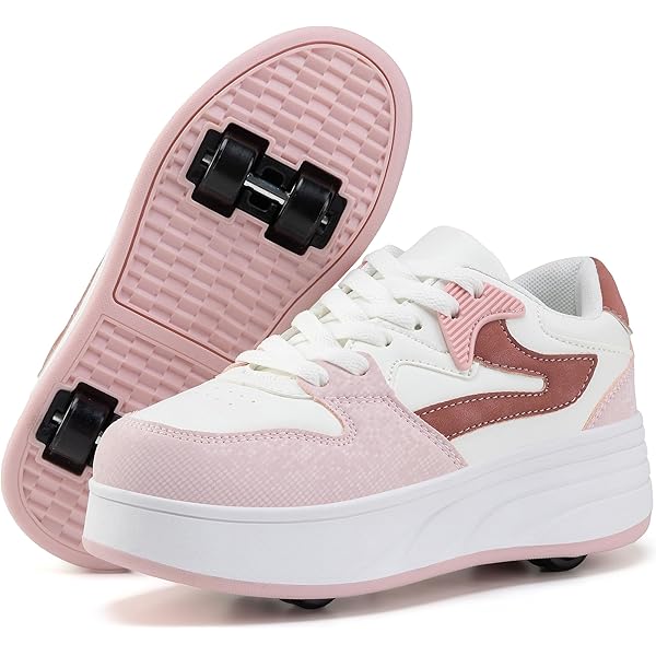 FANSU Kinder Rolschaats Schoenen met Verlichting, Kinderled-Skateschoenen voor Meisjes met 4 wielen, Unisex Outdoor Sneakers met USB Intrekbare