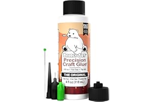 Bearly Art Precision Craft Glue - The Original - 4fl oz - Tip Kit Included - Dries Clear - Metal Tip - Wrinkle Resistant - Flexible and Crack Resistant - Strong Hold Adhesive - Made in USA