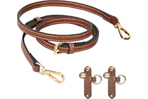 ALICEEDG Bandouliere pour Sac Longchamp, Sangle de Rechange en Cuir pour Sac à Main à Bandoulière Longue et Réglable, Mini Sangles Femme de Sac Avec 2 Adaptateurs de Bandoulière, No-Punch 1.2cm Sangle Cuir