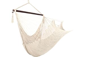 ‎BATHONLY Bathonly Großer Karibischer Hängesessel Mit Spreizstange, bis 150 kg Belastbar, Handgewebt Hängeschaukel, Hängestuhl, für Draußen, Drinnen, Terrasse, Garten, Schlafzimmer, Beige