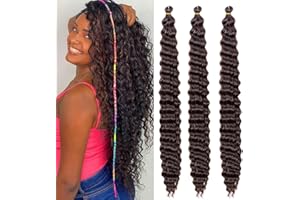 ‎AIKAA aikaa Tief Twist Crochet Hair Ocean Wave Curly Bohemian Crochet Braids Deep Wave Hair Bundles Synthetische Haarverlängerungen für Frauen Mädchen (30 Inch(Pack of 3), 4#)