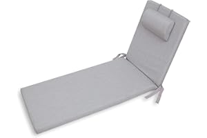 Chillvert KAN230 - Cojin Pacific Tumbona con Cabezal Gris claro Desenfundable Acrilico 190X60X6 cm