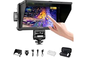 VILTROX DC-550 Touchscreen DSLR Kamera Monitor 1200 Nits Hoch Hell 3D LUT HDR 4K HDMI In and Out 5,5" Kamera Field Monitor mit Sonnenschutz Haube und Akku Exposition Fokusassistent Wellenform Monitor