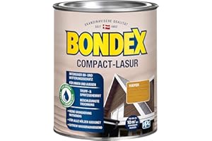 Bondex Compact Lasur KIEFER 0,75 L für 9,75 m² | Wasserbasierte Holzlasur | Intensiver Wetter- und UV-Schutz | 2 in1 Aqua + Komfort Technologie | Streichen ohne Grundierung | Seidenmatt | Geruchsarm