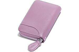 GADIEMKENSD Womens Credit Card Holder Small RFID Blocking Ladies Wallet with Stainless Steel Zipper Excellent Genuine Leather Accordion Wallets Case for Women ID Compact Slim Blocked Zip Accordian Cards Purple