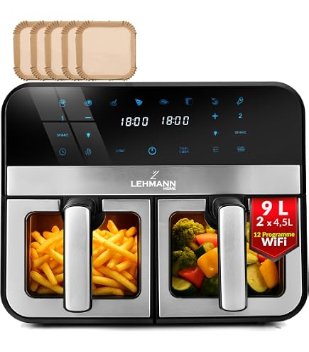 AVLUZ Friggitrice ad aria doppia - Display LED digitale Airfryer a
