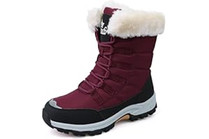King Glory Donna Inverno Stivali Trekking Doposci Donna Ragazza Stivaletti Invernali Antiscivolo Caldo Pelliccia Scarpe Stringate Donna Outdoor Boots