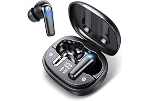 aowoka Ecouteurs Bluetooth sans Fil, Casque Bluetooth 5.3,Ecouteurs sans Fil, HiFi Bass Stéréo, 4 ENC Mic, Pantalla LED de Alta definición,50H Durée Lecture, IPX7 Étanche Casque