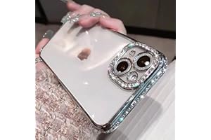 Tybiky Handyhülle für iPhone 12 Pro Max Hülle Silikon Glitzer Durchsicht Schutzhülle Bumper TPU Transparent Überzug glänzend Strass Diamant Stoßfänger Handyhülle für iPhone 12 Pro Max.Silber