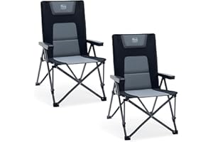 TIMBER RIDGE Silla de camping plegable de 260 kg, respaldo alto ajustable en 4 posiciones silla plegable acolchada, respaldo alto con bolsa de transporte silla de camping para jardín, balcón, caravana