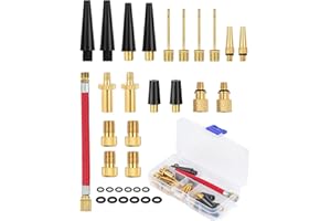 Bohoray 33Pcs Bike Pump Adapter Set,Bike Valve Adapter DV/AV/SV,Bicycle Pump Adapter With Ball Pump/Inflatable Tube/Sealing Ring,Presta Valve Adapter,Bike Pump Adaptor With Plastic Box For Compressor