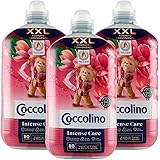 3x Coccolino Intense Care Ammorbidente Concentrato Profumo Fiori di Tiaré e Frutti Rossi - 3 Flaconi da 2 Litri Ognuno