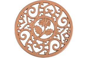 ODDMART Dessous de Plat en Fonte Sculptée Vintage, Support en Métal Isolant Thermique Antidérapant de Théière, Tapis Ferronnerie avec Pieds Protège Table pour Salle à Manger Idée Noël Déco (Doré Rond 11.5cm)