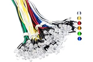 CO-RODE Lot de 120 diodes LED 6 couleurs ultra lumineuses 12 V pré-câblées – blanc, rouge, bleu, vert, jaune, blanc chaud.