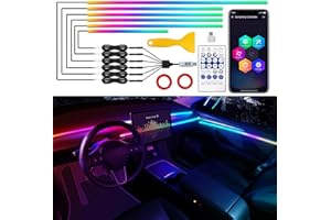 LIGHEID Tesla Model 3/Y/S/X Dreamcolor Acrylic Interior Car LED Strip Light with USB/Type C, RGB 6 in 1 with 187 inches 650 LEDs Strip for Tesla, Dynamic Chasing Music Sync Neon Tesla Ambient Lighting Kits