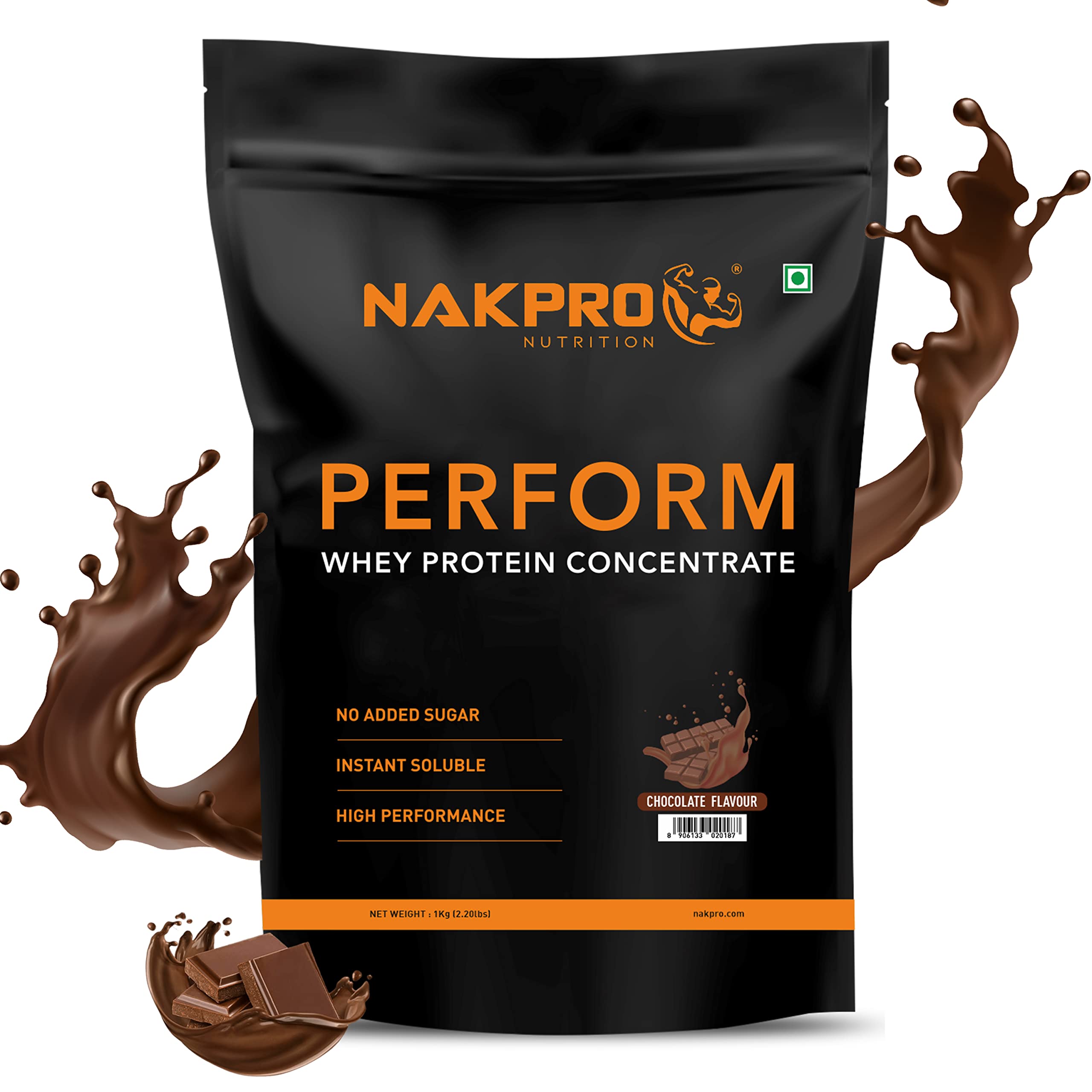 NAKPRO Perform Whey Protein Concentrate | 24g Protein, 5.3g BCAA per Serving | Muscle Recovery Workout Drink, Lean Muscle Gro