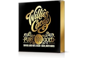 Willie's Cacao - Pure Gold, 100% Cocoa Bar - 40g - Smooth nutty notes - No added sugar - Vegan chocolate - Bean to bar