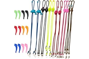 SENHAI 12Pcs Kids Glasses Strap & 6 Pair Silicone Ear Hooks, Adjustable Children Sports Eyeglass Straps Anti-slip Sunglasses Retainer for Boys Girls