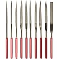 TERRIFI Fine Diamond File Set, Metal Needle Files in Round, Triangular, Square, Flat Shapes, Jeweler Files for Glass, Wood, Stone, Jewelry Carving, Sanding, and Polishing, 5x180mm, 10Piece