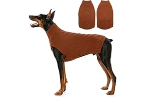 Katzinst Pullover für Große Hunde,Strickjacke Warm, Sweater für Hund, Fleecepulli Hundgroß, Warm Pullover für Grosse Hunde mit auchschutz, Karamell,3XL