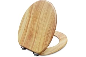 DOMBACH Abattant WC avec Frein de Chute, Siège de Toilette, Cuvette Toilette en Bois Antibactérienne, Abattant WC Bois, Forme Ovale Antidérapante, Installation Facile, Lunette WC Qui Supporte 150 kg