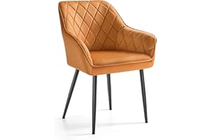 SONGMICS, Sedia, Poltrona Imbottita in Velluto, con Braccioli, Portata 120 kg, Gambe in Metallo, per Sala da Pranzo, Cucina, Marrone Cammello e Nero Inchiostro LDC088K01, 60 x 62.5 x 85 cm