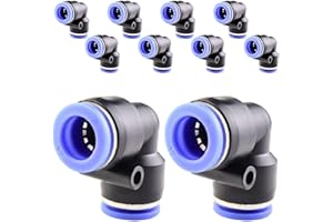 ANGEEK 10 piezas conector de enchufe neumático de 12 mm 90 ° conector de mangueras de aire comprimido conectores de conducto de aire PV acoplamiento de codo