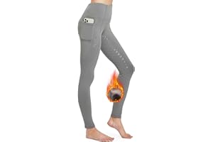 FitsT4 Sports Damen Winterreitleggings Silikon Vollbesatzreithose mit Fleecefutter mit Handytasche und Gürtelschlaufen