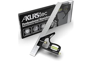 KLRS tec® Professional kątownik kombinowany 300 mm – precyzyjny, uniwersalny kątownik ze stali nierdzewnej z ogranicznikiem linijki i narzędziem do trasowania – profesjonalne narzędzie pomiarowe