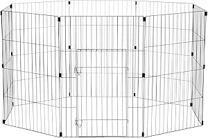 Iris Ohyama, Corral, Recinto exterior, Perrera, Jaula para perro, gato, conejo, 1,7 m², 8 Paneles /An 60 x Al 90 cm, WPC-36, Negro