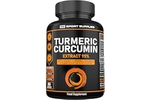 SS SPORT SUPPLIES Turmeric Curcumin 95% Supplement and Black Pepper Capsules High Strength - 20,000mg Extract Per Capsule- Added Vitamin D3-2,000IU and Vitamin C