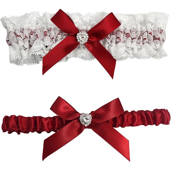 Giarrettiera Sposa In Pizzo Rosso Con Fiocco E Strass – Elastica, Regalo Per Matrimonio, Addio Al Nubilato E Servizi Fotografici
