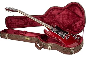 Crossrock Designer Series Wooden Electric Guitar Case for Gibson SG | Blossom Brown Faux Leather, Burgundy Velvet Interior, Lock – Premium Hardshell -Blossom Brown (CRW530SGBQ)