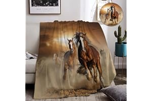 IUNTWEIE Coperta motivo cavallo 130x150cm Morbida flanella soffice e calda, coperta modello cavallo 3D come coperta divano coperta divano copriletto (B, 130x150cm)