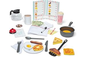 Melissa & Doug Aliments et Accesoires Restaurant Star Diner, Cuisine pour enfants, Aliments en bois, Jeux de rôle restaurant, Jeu d'imitation, Cadeau pour garçons et filles de 3 4 5 6 7 ans