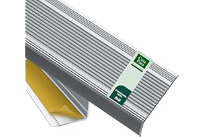 CASA PURA Perfil integral de mamperlán autoadhesivo, aluminio, para escalera, forma de L, ancho 30 mm, en muchos colores y longitudes, Plateado